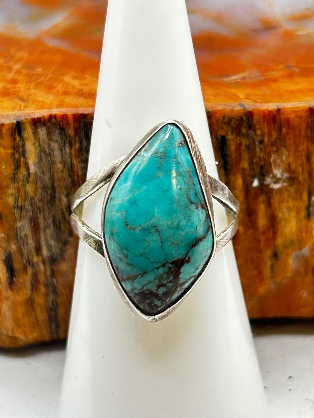 Southwest Sterling Silver Turquoise Ring - Size 7